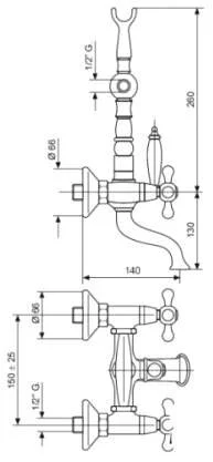 Смеситель для ванны с душем Emmevi Deco Ceramic 12161128BR бронза