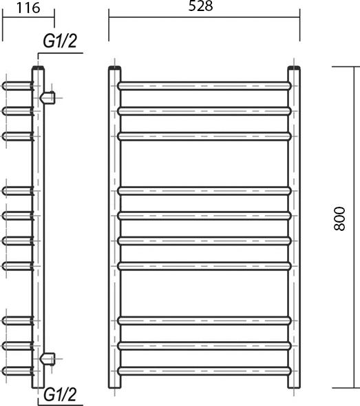 Полотенцесушитель электрический Domoterm Калипсо П10 50x80 хром L