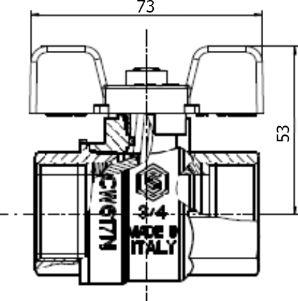 Шаровый кран Stout SVB-0002 1 вн-вн полнопроходной ручка бабочка