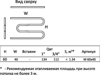 Полотенцесушитель водяной Тругор М1" 60*40 с креплениями