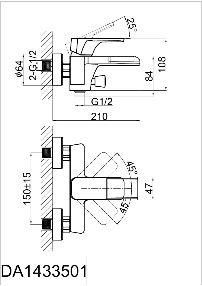 Смеситель для ванны D&K Berlin.Technische DA1433515 черный