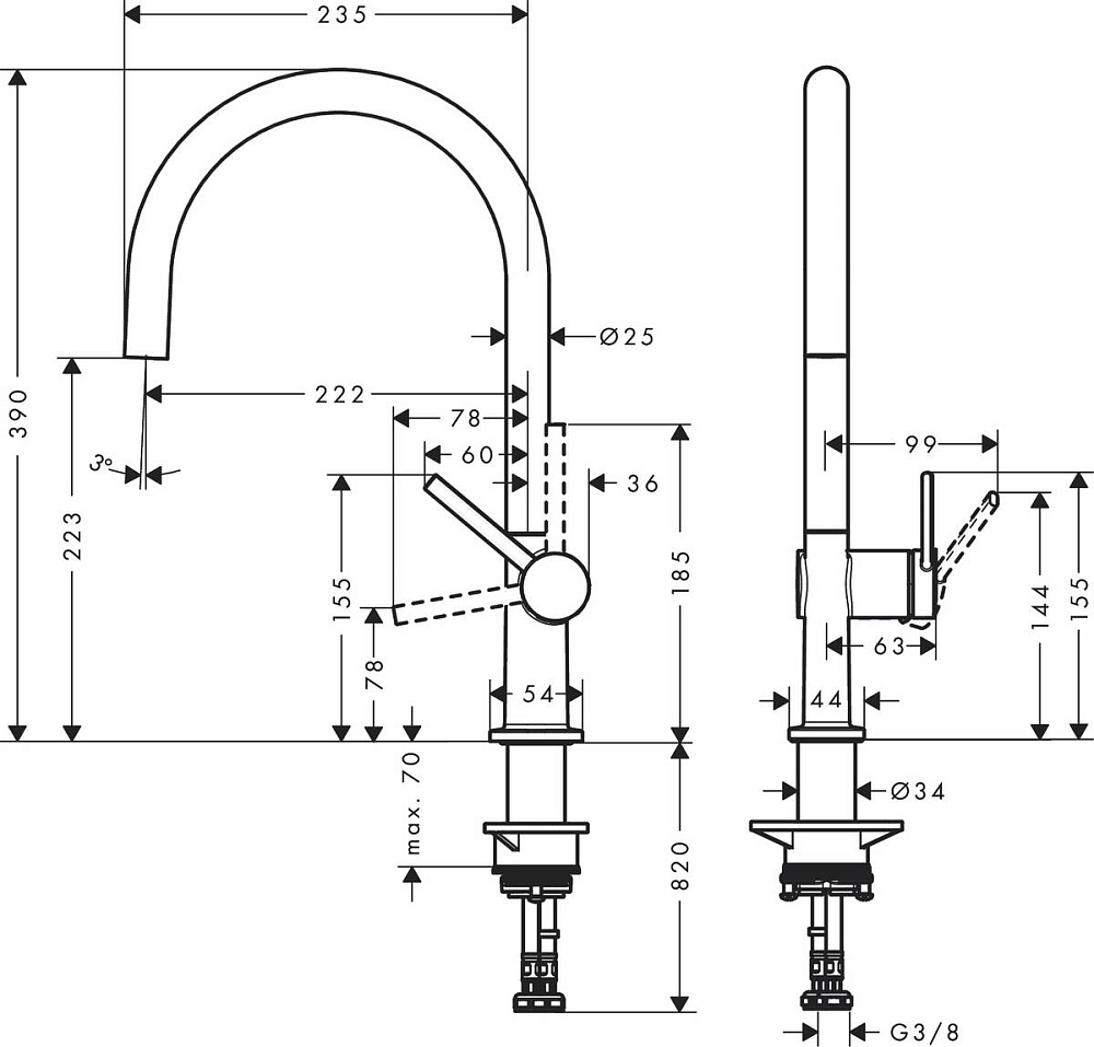 Смеситель для кухни Hansgrohe Talis M54 72843000, хром