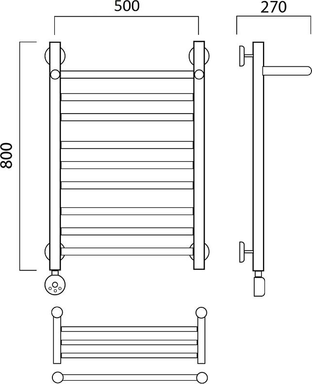 Полотенцесушитель электрический Aquanerzh Прямая 00-20A8050_L с полкой