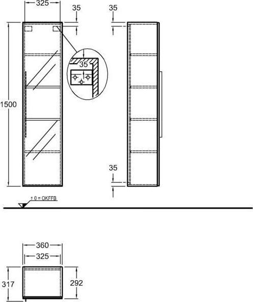 Шкаф-пенал 35 см Geberit iCon 841151000, темно-серый матовый