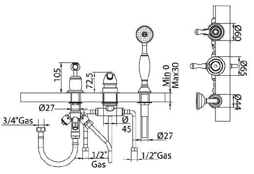 Смеситель для душа Bandini Antico 5168400KO0SC золото, хром