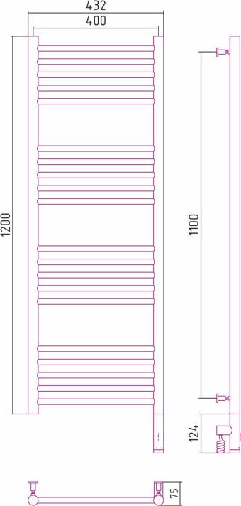 Полотенцесушитель электрический Сунержа Богема 3.0 1200x400 051-5805-1240 МЭМ правый, состаренная латунь