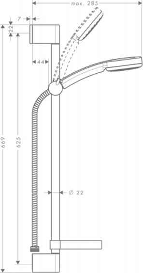 Душевой набор Hansgrohe Verso 100 Mono Unica 28725000, хром