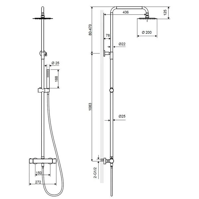 Душевая система Excellent Rain Termo ARAC.SY.107BL черный