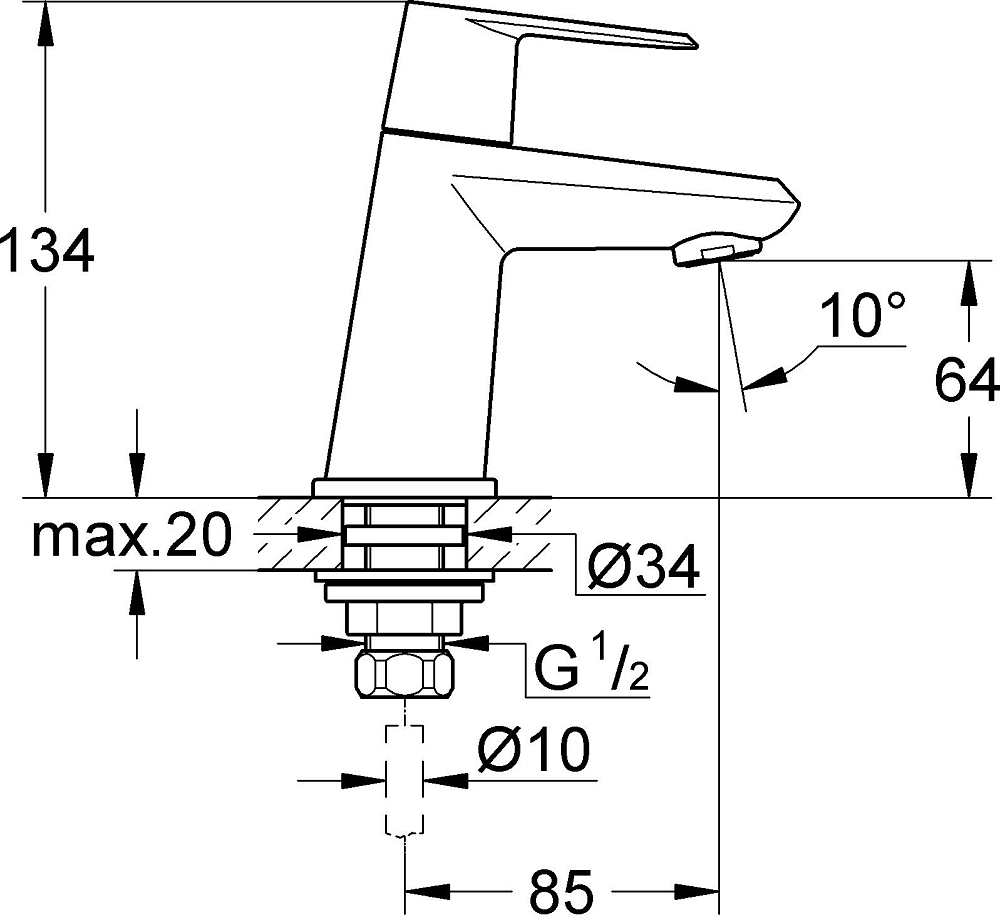 Кран Grohe Eurodisc Cosmopolitan 23051002