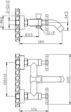 Смеситель для ванны и душа Orange Mia M34-300b, чёрный