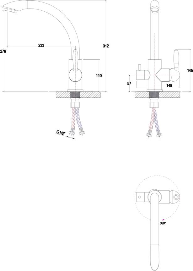 Комплект кухонная мойка Paulmark Kante PM106052-BL чёрный + смеситель Paulmark Essen Es213001-308