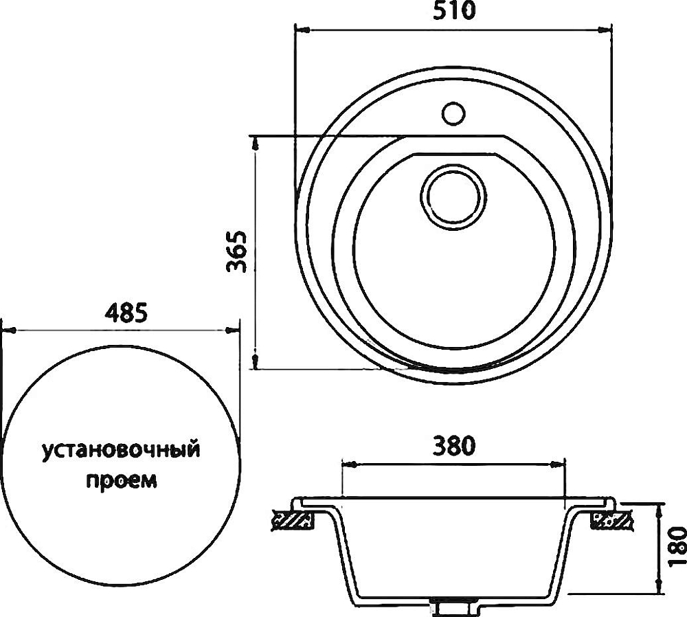 Кухонная мойка GranFest Rondo GF-R510 белый