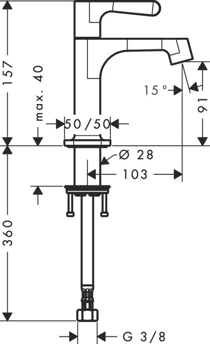 Кран холодной воды для раковины Axor Citterio M 34130800, сталь