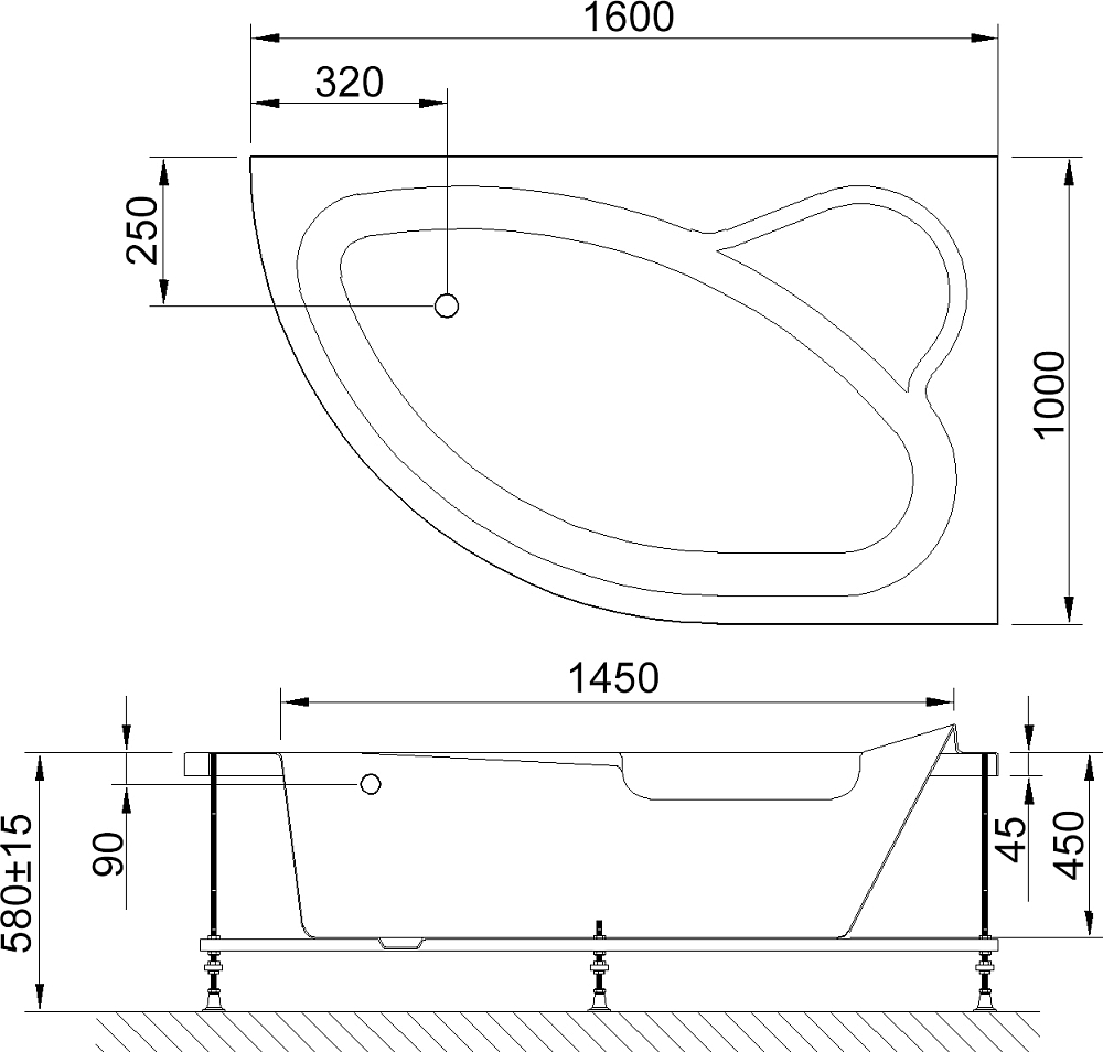 Акриловая ванна Royal Bath Alpine 160 см RB 819101 R