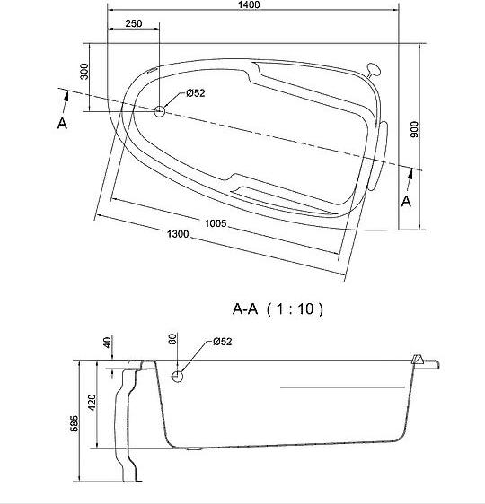 Акриловая ванна Cersanit Joanna 140х90 WA-JOANNA*140-R-W правая