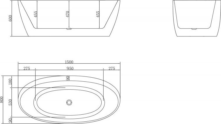 Акриловая ванна BelBagno 150х80 BB404-1500-800