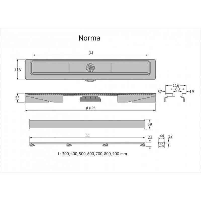 Душевой лоток Berges C1 Norma 600, 095137, черный матовый