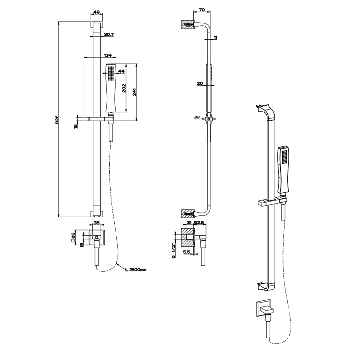 Душевой гарнитур Gessi Mimi 31242#031, хром