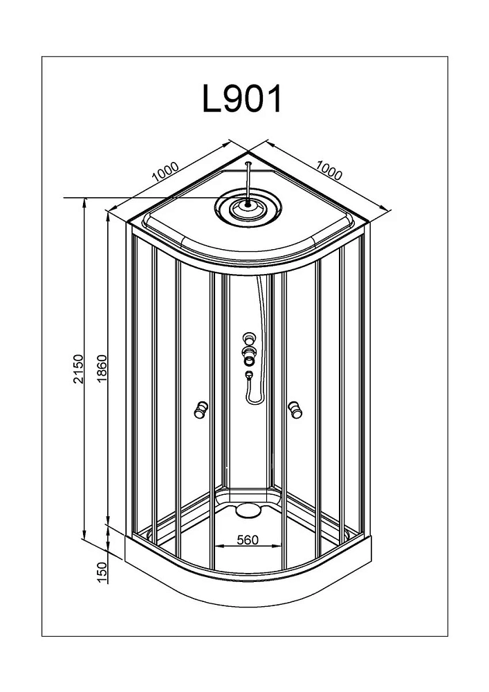 Душевая кабина Deto L L801ELBLACK