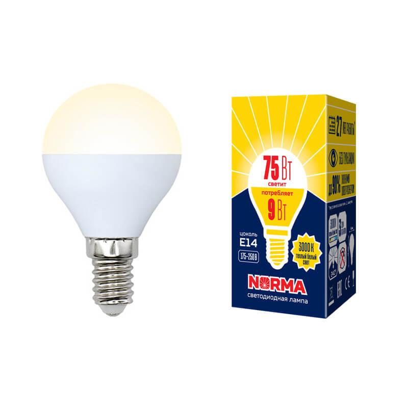 Лампа светодиодная E14 9W 3000K матовая LED-G45-9W/WW/E14/FR/NR UL-00003826