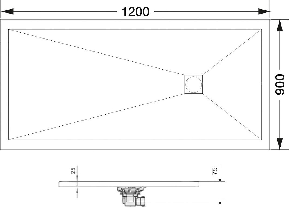 Поддон для душа RGW Stone Tray ST-0129W 90х120 с сифоном