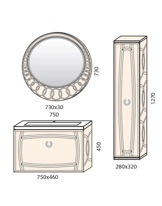 Тумба под раковину Edelform Allure 1-635-28-GB75-K бежевый