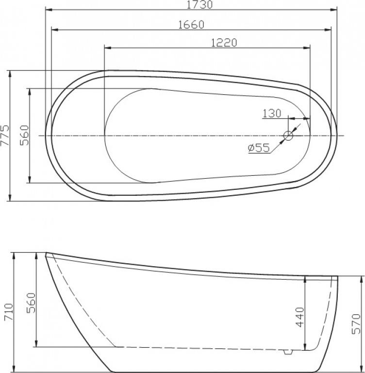 Акриловая ванна BelBagno 173х78 BB15