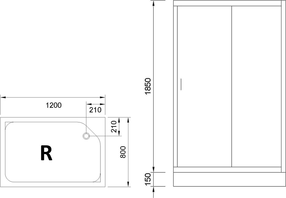 Душевой уголок 120х80 см Royal Bath HP RB8120HP-C-CH-R стекло матовое с поддоном