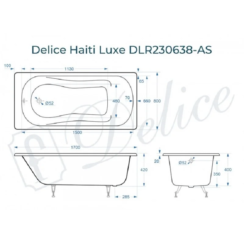 Чугунная ванна Delice Haiti Luxe DLR230638 белый