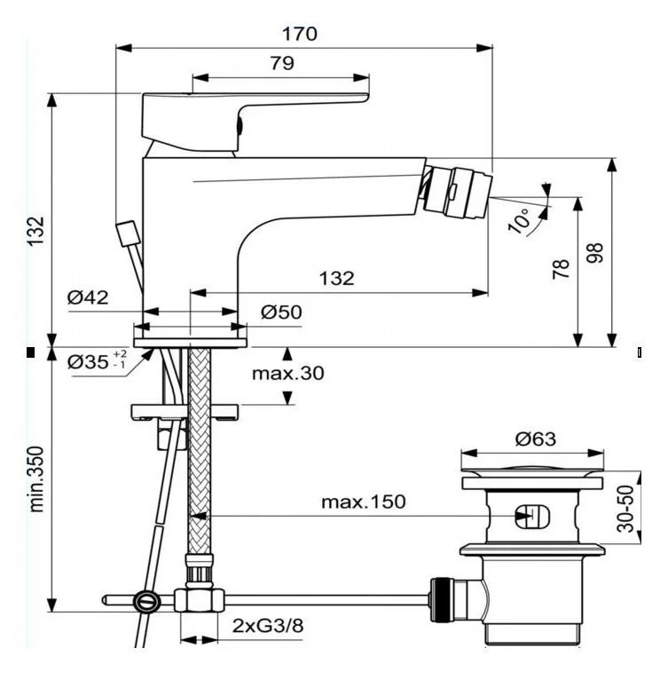 Смеситель для биде Ideal Standard Sesia BC206AA хром