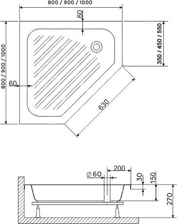 Душевой поддон RGW BT/CL-S-A 16180588-51-A 80x80 см, белый