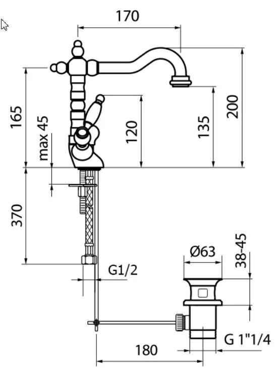 Смеситель для раковины Webert Dorian DO700302010 золото