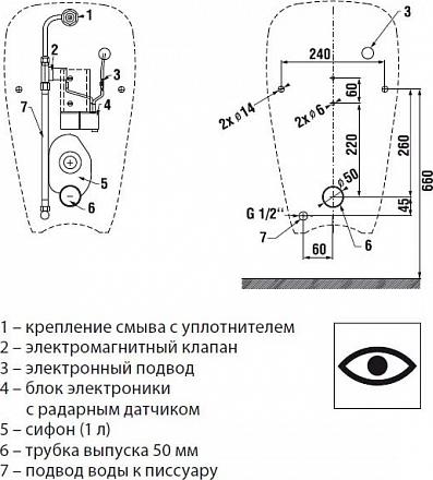 Писсуар Jika Golem 4307.0 подвесной, с радарным датчиком