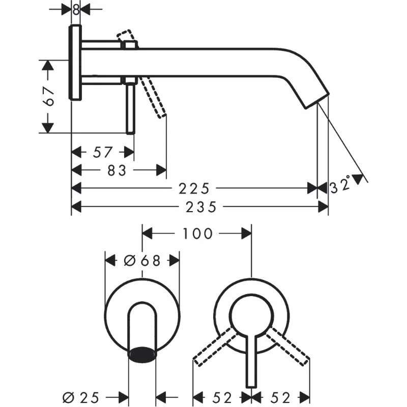 Смеситель для раковины Hansgrohe Tecturis S 73351000 хром