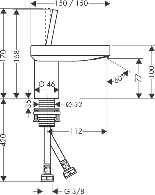 Смеситель для раковины Axor Starck X 10077990, золото