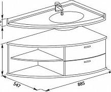 Тумба с раковиной Aquanet Корнер 89 R 00212951 белый