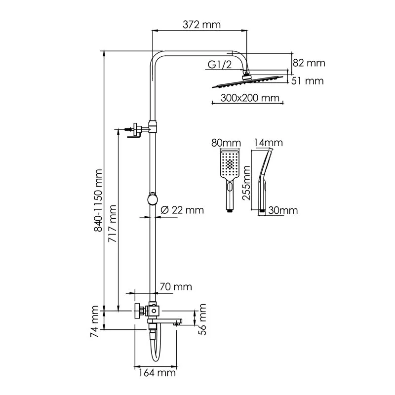 Душевая система WasserKRAFT серия A A199.069.126.087.CH Thermo хром