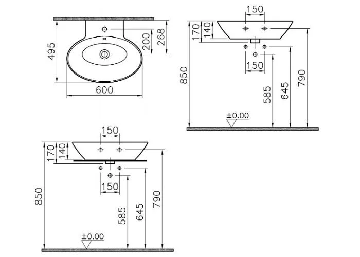 Раковина накладная VitrA Geo 4424B003-0012 белый