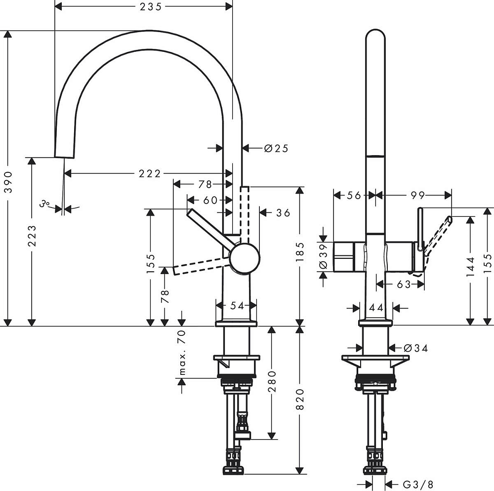 Смеситель для кухни Hansgrohe Talis M54 72805000, хром