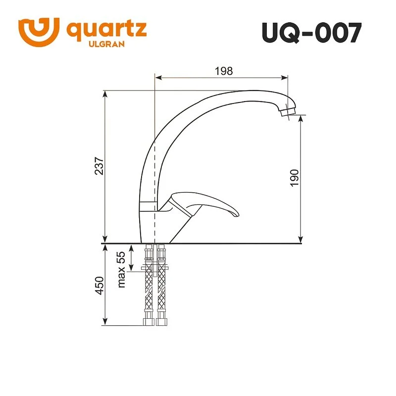 Смеситель для кухни Ulgran UQ-007 UQ-007-07 черный