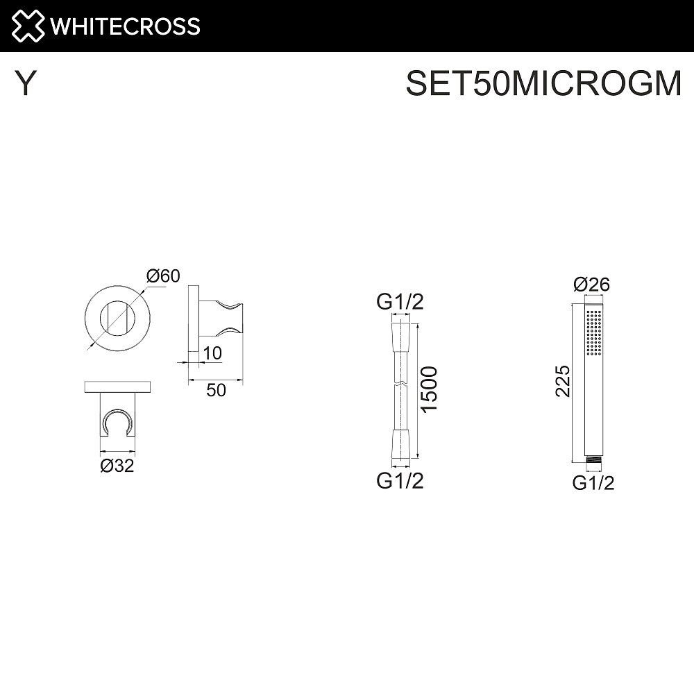 Душевой гарнитур Whitecross SET50MICROGM оружейная сталь