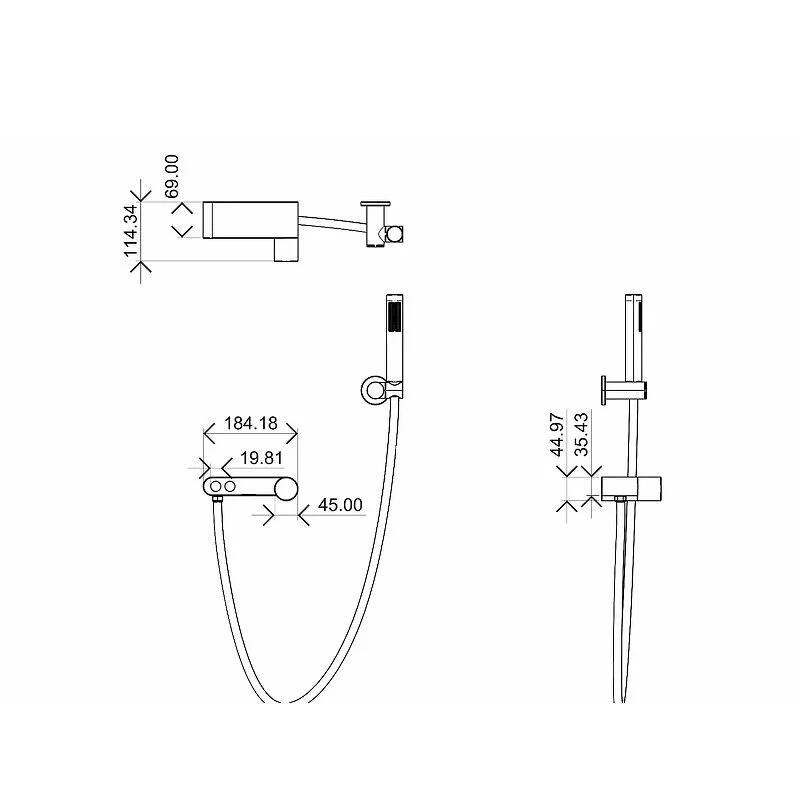 Смеситель для ванны с душем Boheme Stick 123-BCR.2 хром, черный