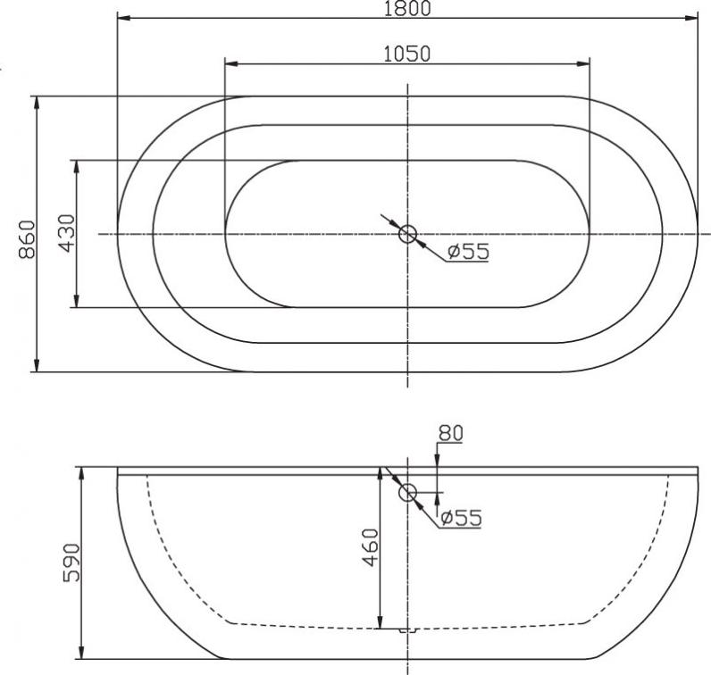 Акриловая ванна BelBagno 180х86 BB13-1800