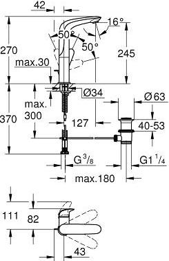 Смеситель для раковины Grohe Eurostyle 23718LS3 белая луна