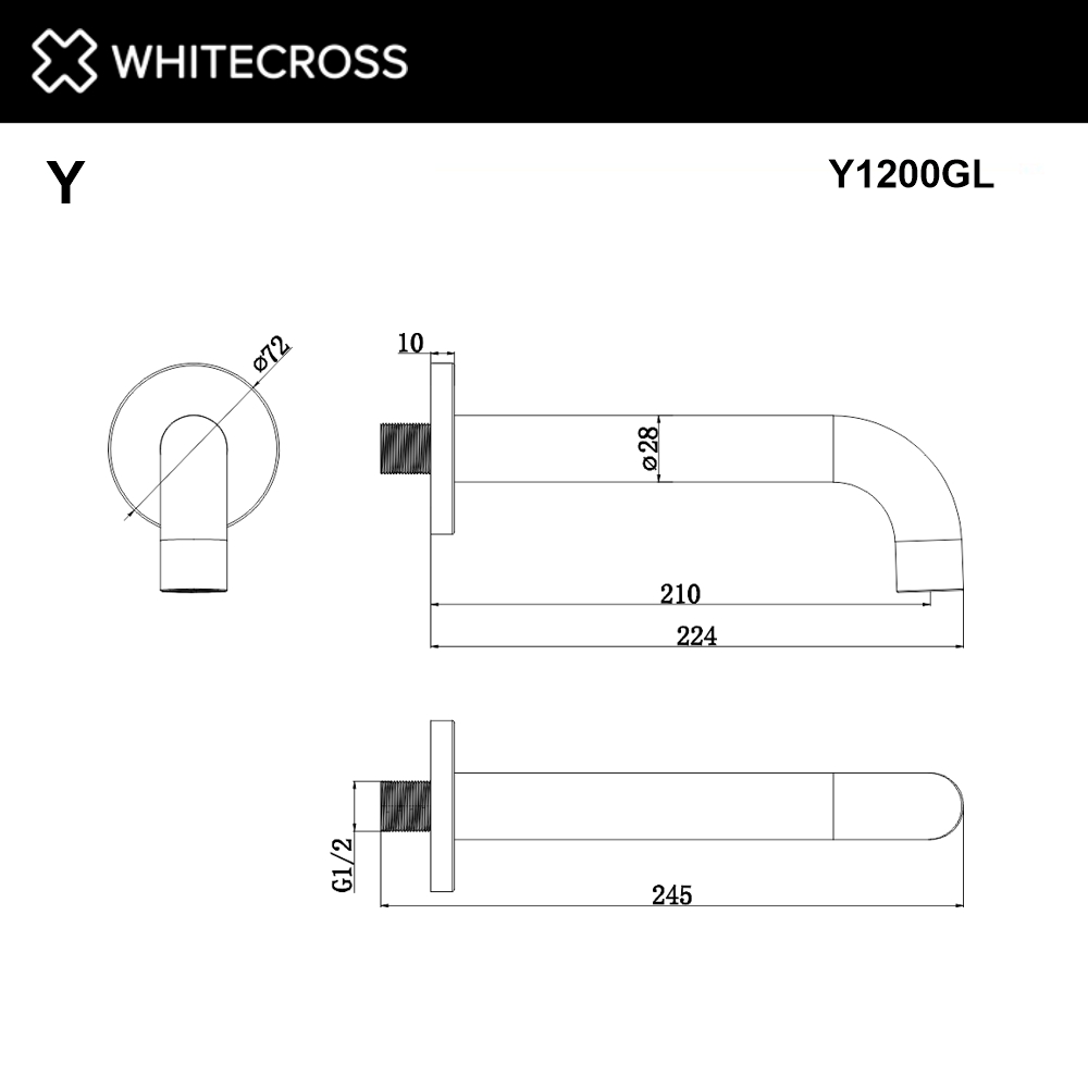 Излив настенный Whitecross Y1200GL золото