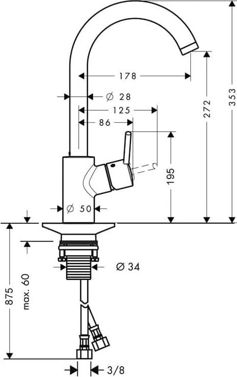 Смеситель для кухни Hansgrohe Talis S 14870750, хром