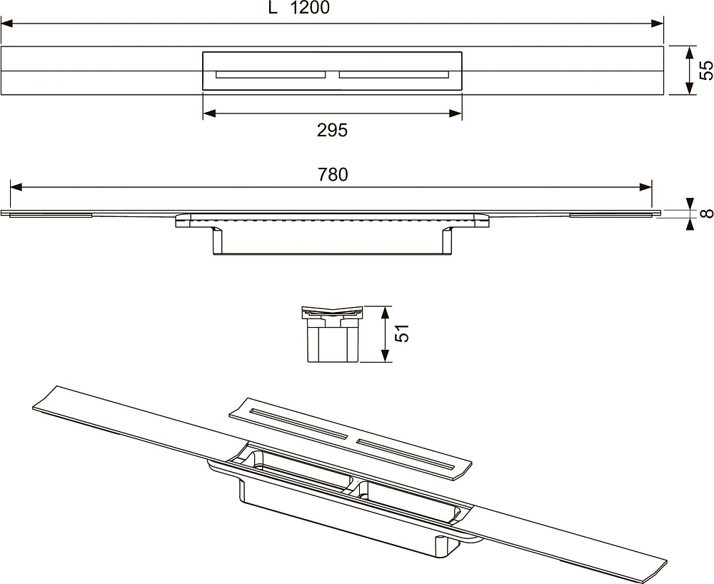 Душевой лоток Tece Drainprofile 671210 120 см хром