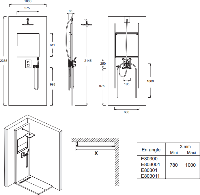 Душевая система Jacob Delafon Ecrin E80300-D37