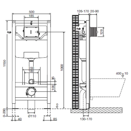 Инсталляция Jacob Delafon с безободковым унитазом Jacob Delafon Struktura EDF102-00, сиденье микролифт клавиша хром, комплект 322597