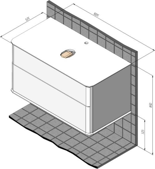 Тумба под раковину Creto Stella 100 16-CRE50/100/, белый глянец